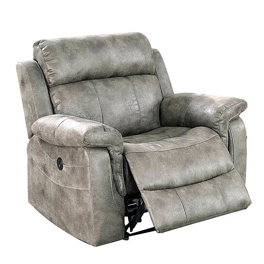Saltoro Sherpi 40 Inch Leatherette Power Recliner with Tufted De